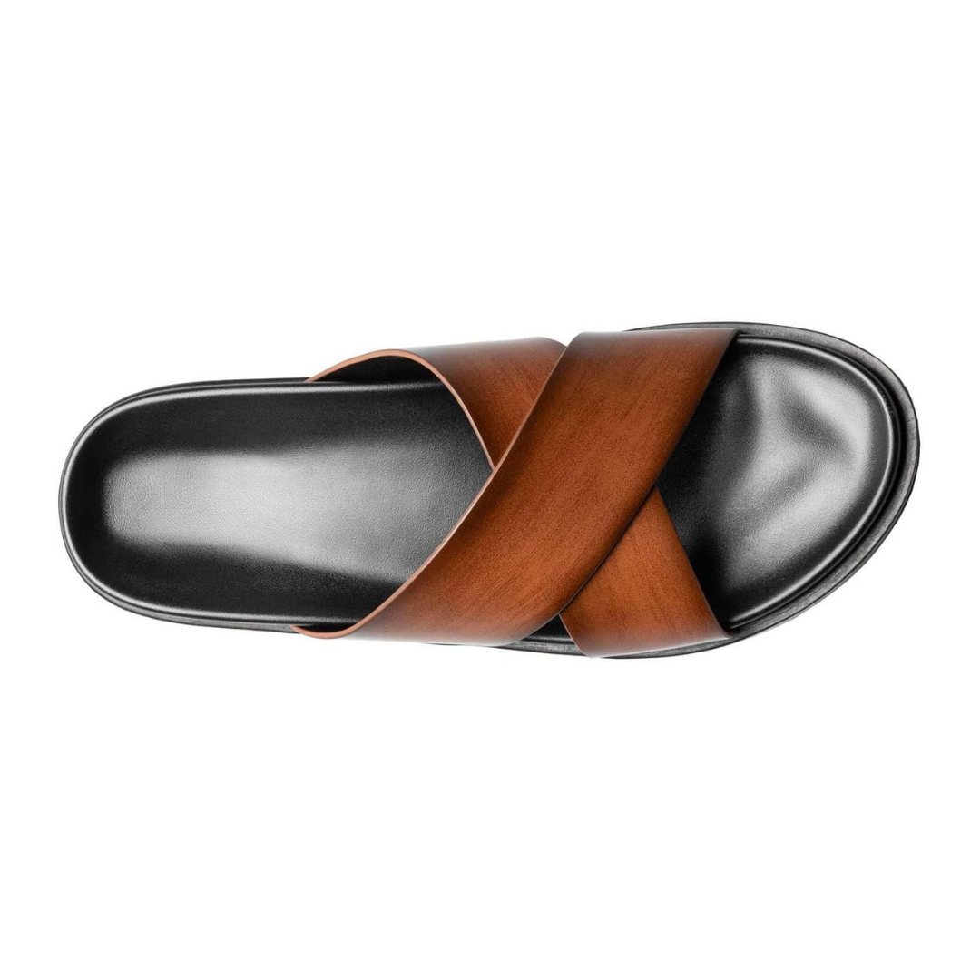 Sandalias Hombre Stacy Adams Montel | Diseño Cruzado, Plantilla Moldeada y Ligereza Total – Color Cognac