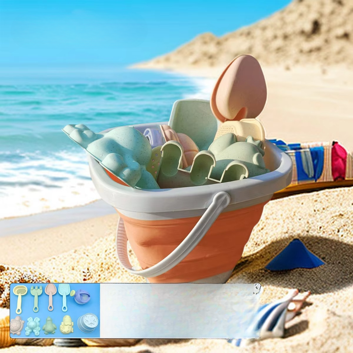 Kit de juego con arena y agua para niños | Set con accesorios plegables