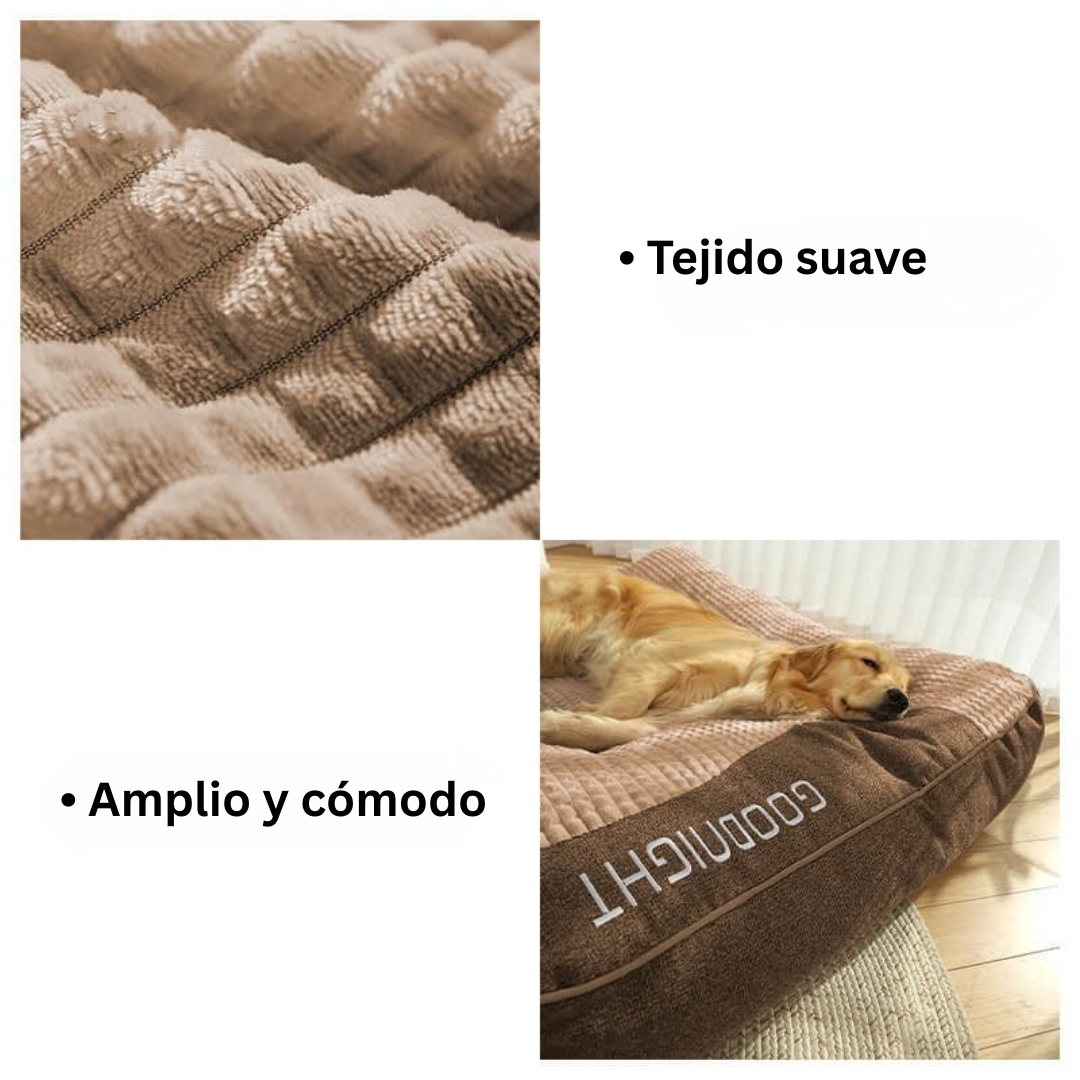 Cama grande con cojín grueso y antirrayas para perro