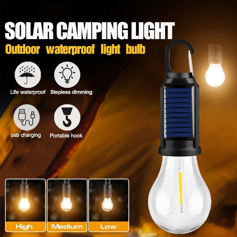 Linterna LED de camping solar y USB | Iluminación portátil recargable