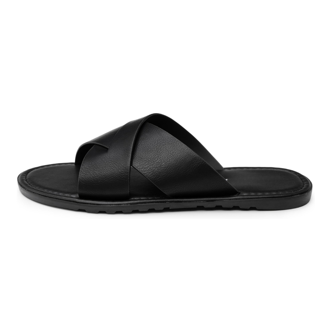 Sandalias Hombre Alpine Swiss Hugo | Cuero Vegano, Estilo Cruzado y Confort Diario – Color Black