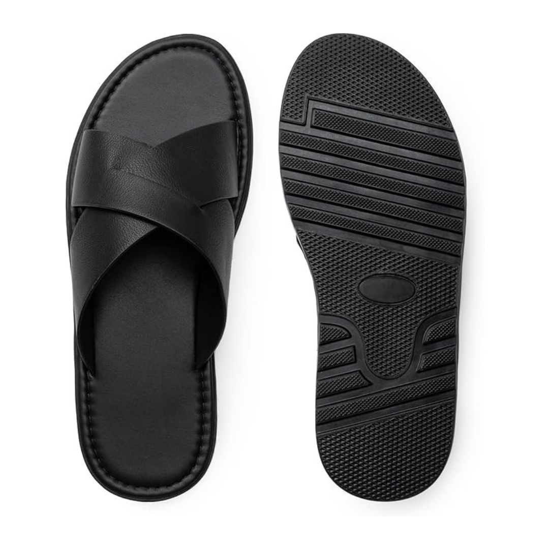 Sandalias Hombre Alpine Swiss Hugo | Cuero Vegano, Estilo Cruzado y Confort Diario – Color Black