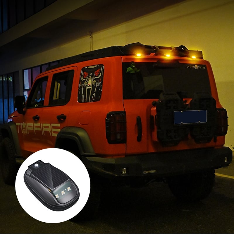 Luz estroboscópica RGB para techo de automóvil con energía solar