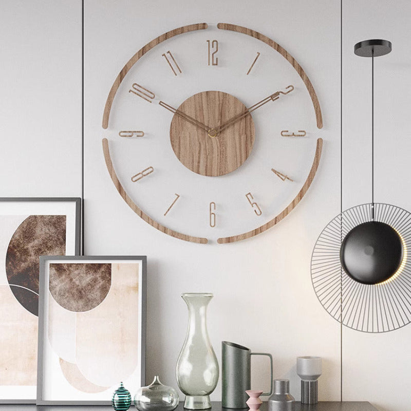 Reloj de Pared Escandinavo de Madera Minimalista