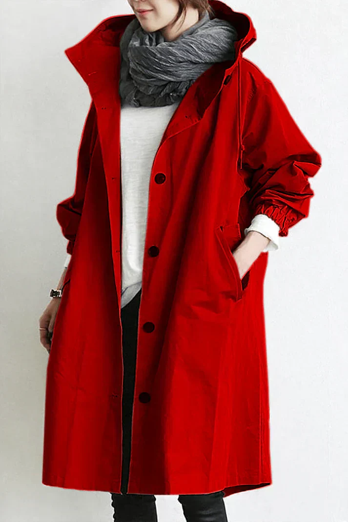 Abrigo impermeable para mujer con capucha – Largo y cálido