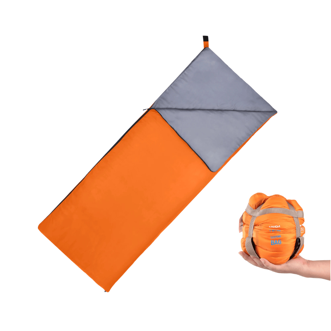 Saco de dormir tipo sobre 190×75 cm – 3 estaciones, nailon, con bolsa de compresión — Naranja