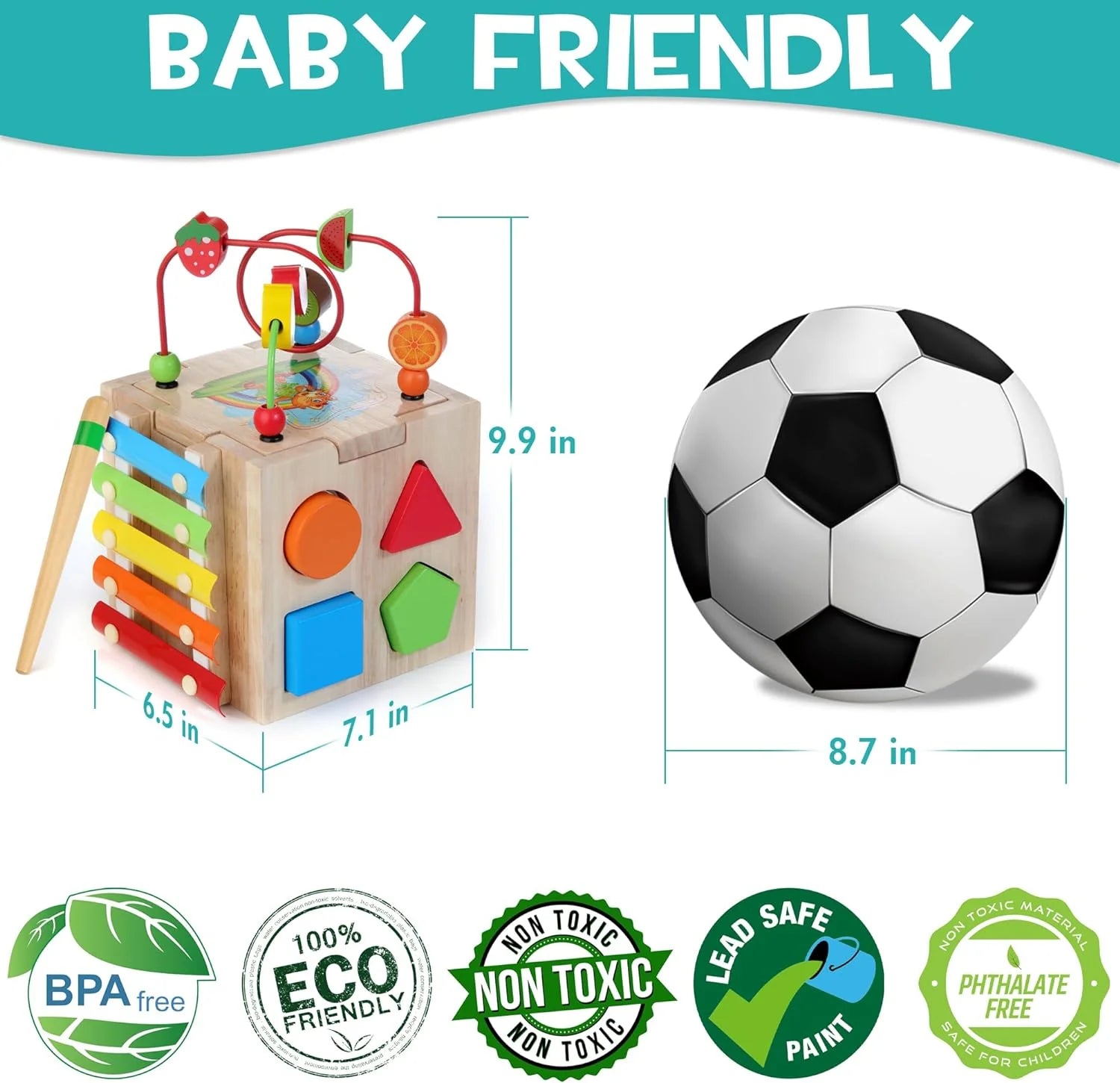MINDBLOX – Cubo de Aprendizaje Montessori de Madera 8 en 1 para Niños Pequeños con Juegos Educativos