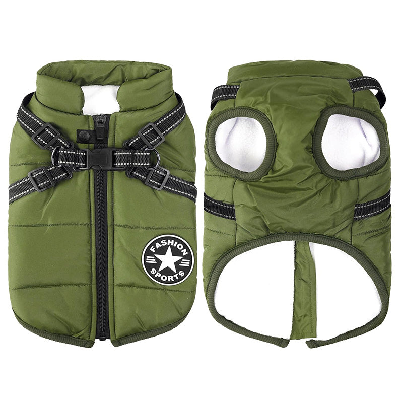 Chaqueta de Invierno para Perros – Abrigo 3 en 1 Impermeable, Cortaviento y con Arnés Integrado