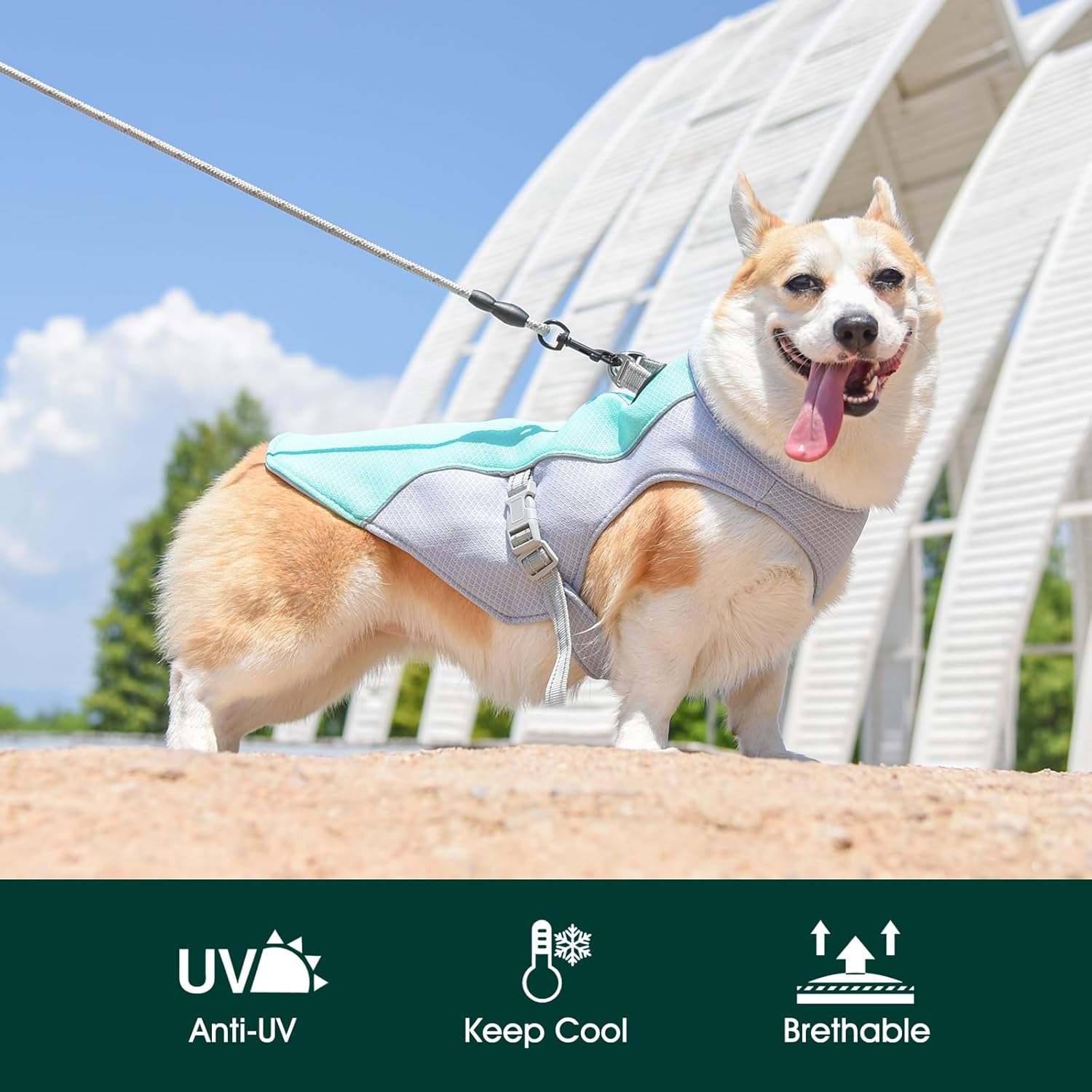 Chaleco enfriador para perros de verano con reflectante y arnés de liberación rápida