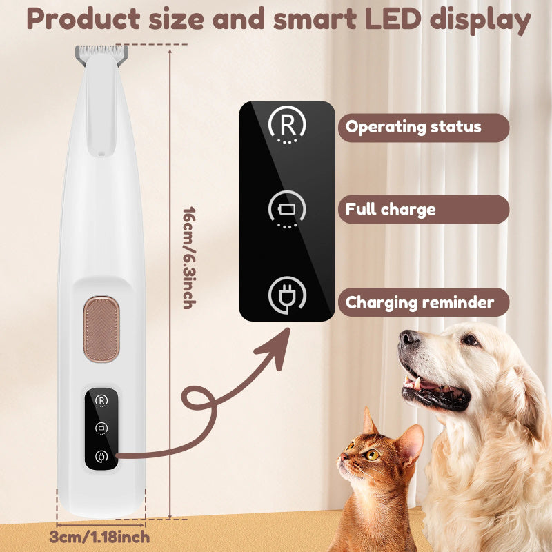 Recortadora impermeable para perros y gatos con luz LED y cuchilla ancha de acero inoxidable