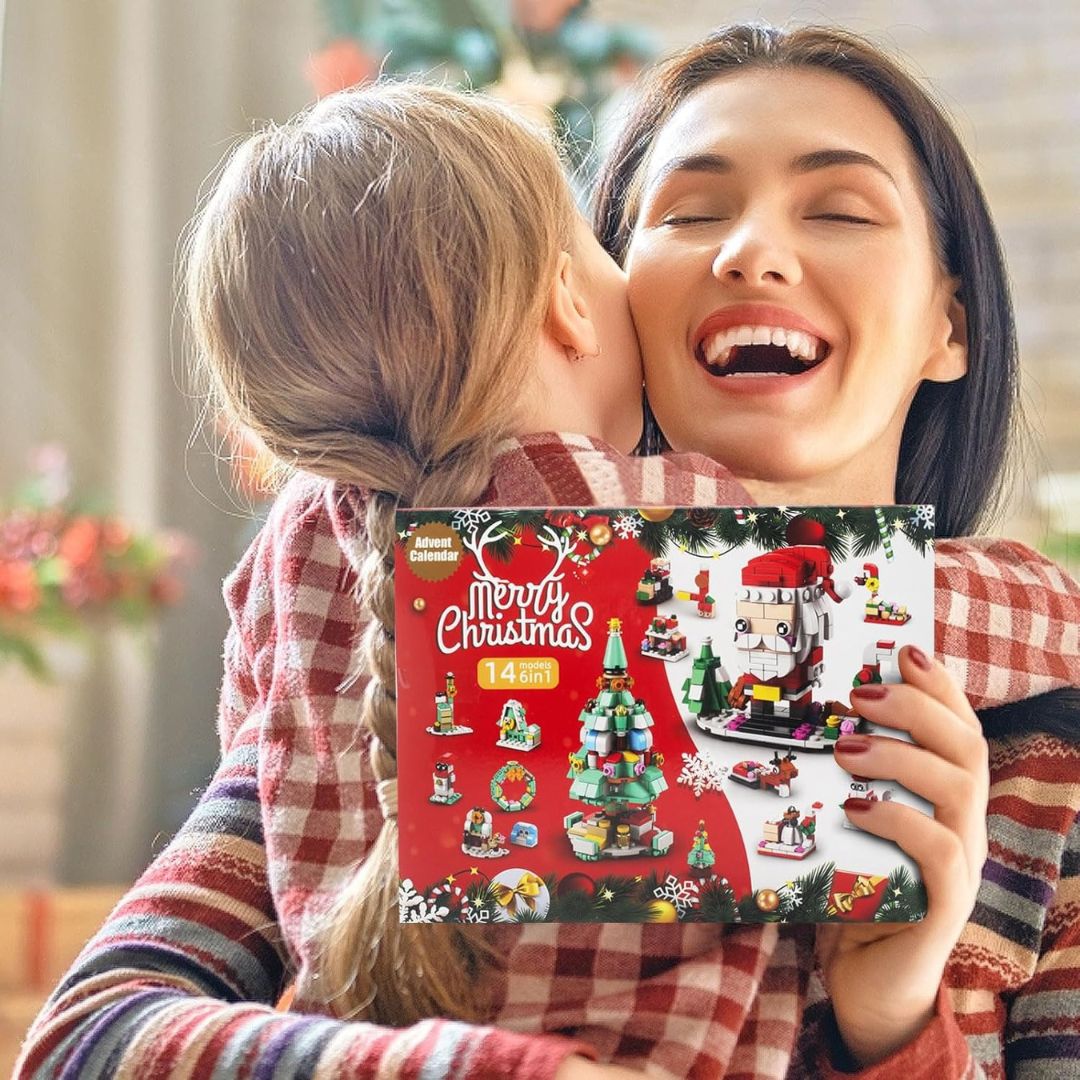 Calendario de Adviento de Navidad – Set de Bloques 6 en 1 con Santa y Árbol