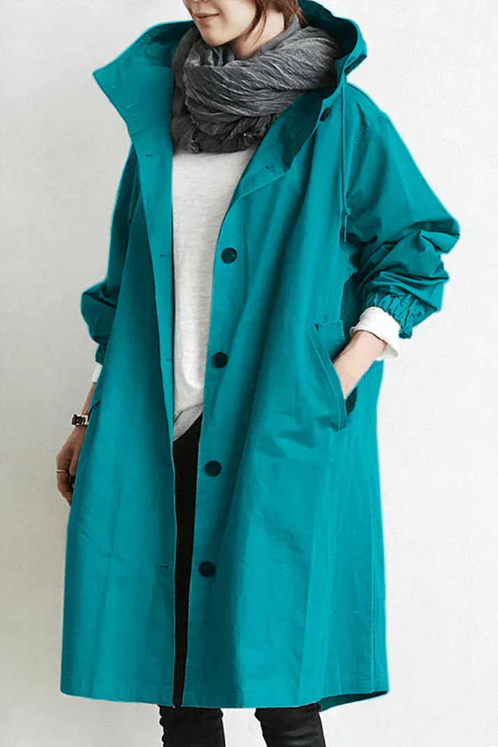 Abrigo impermeable para mujer con capucha – Largo y cálido