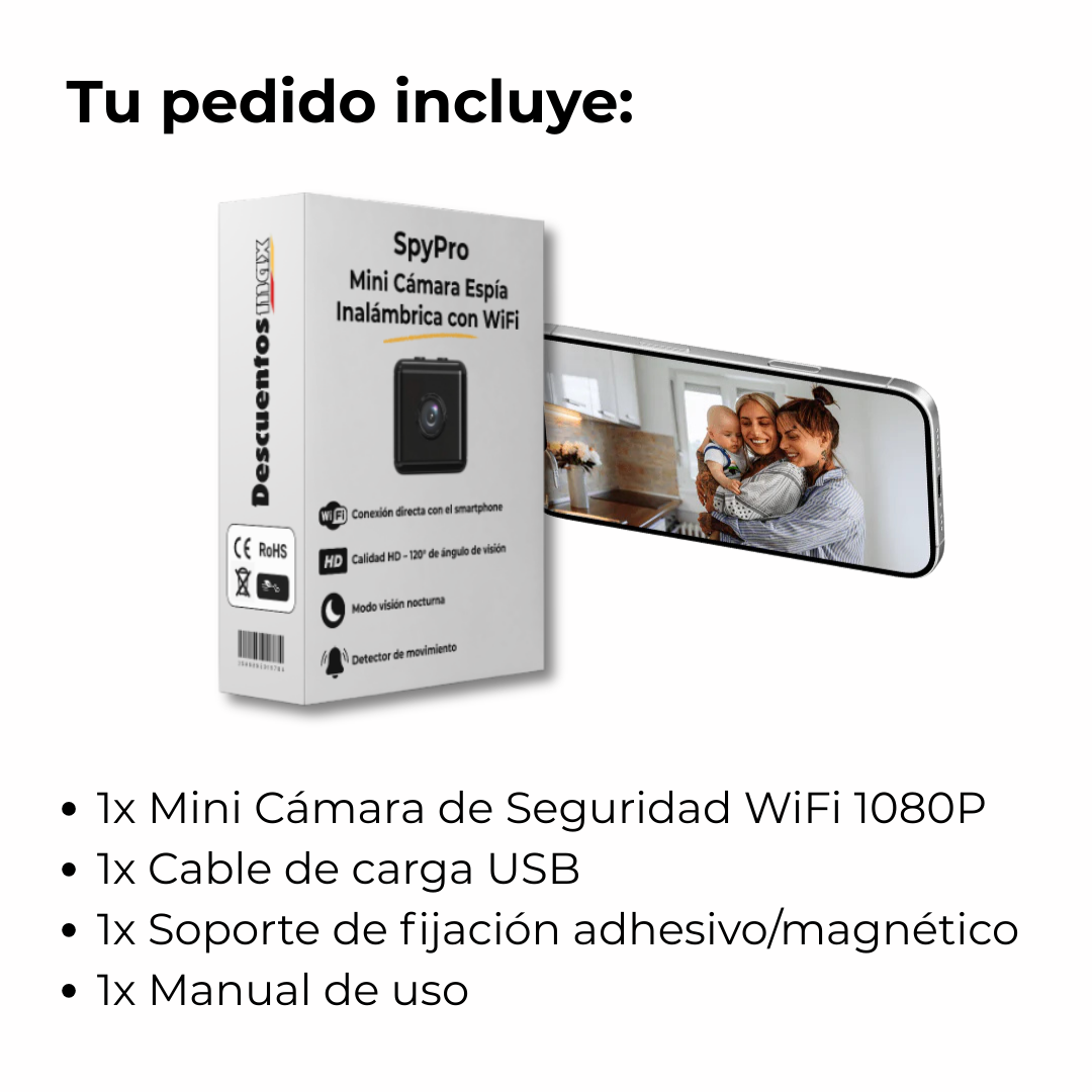Mini Cámara Espía Inalámbrica con Grabación – SpyPro