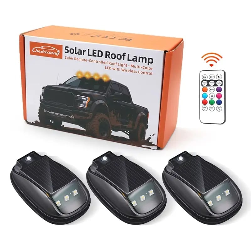 Luz estroboscópica RGB para techo de automóvil con energía solar