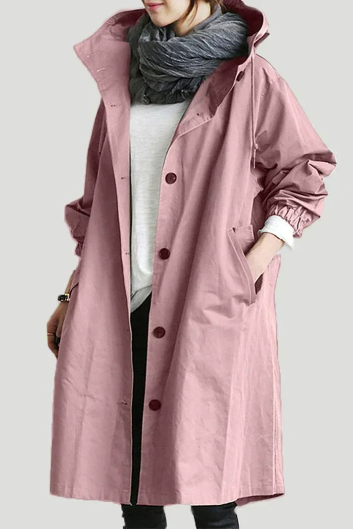 Abrigo impermeable para mujer con capucha – Largo y cálido