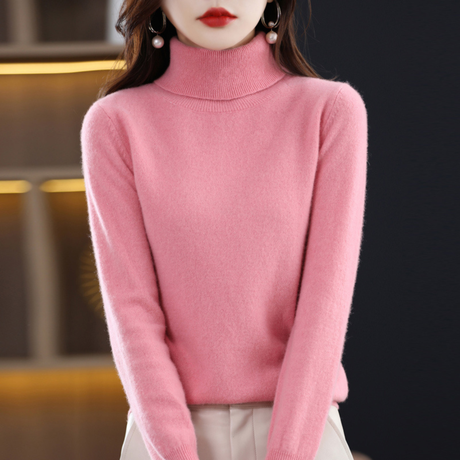 Suéter de cuello alto de cachemira para mujer – Elena