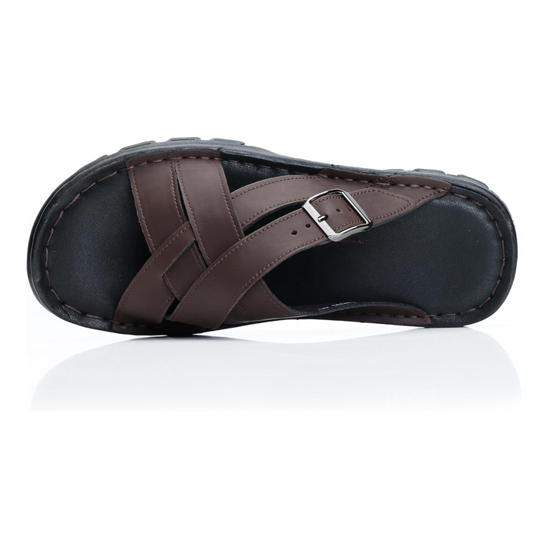 Sandalias Hombre MGGMOKAY | Cuero Genuino, Suela Antideslizante y Tira Ajustable – Color Brown