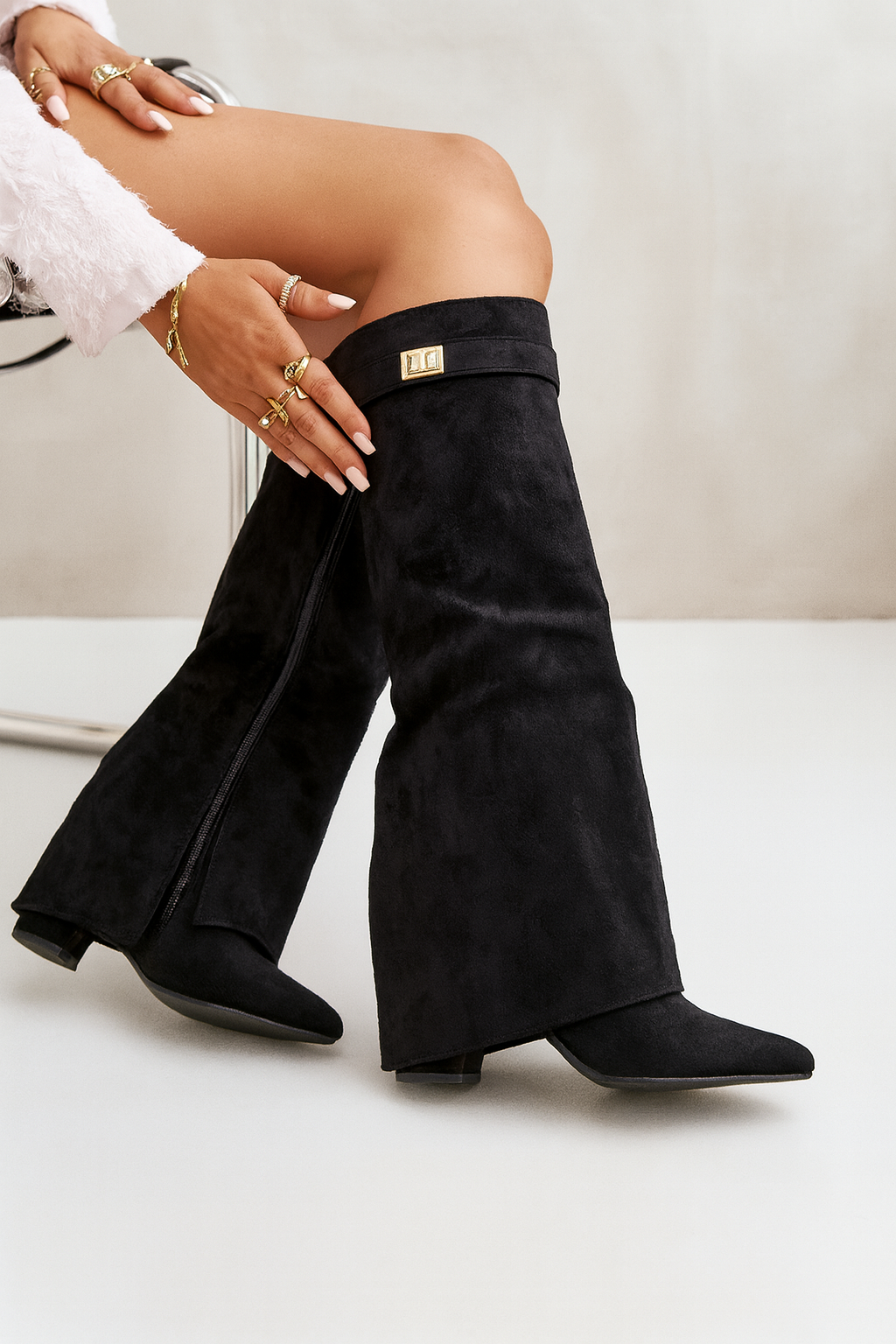 Botas Altas de Mujer en Piel Premium con Tacón Bloque