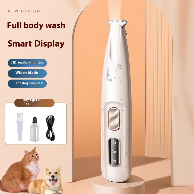 Recortadora impermeable para perros y gatos con luz LED y cuchilla ancha de acero inoxidable