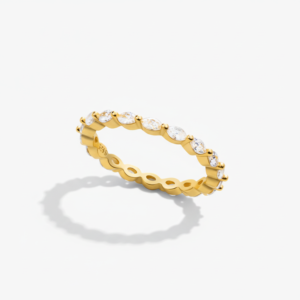 Anillo apilable geométrico pavé de plata esterlina ajustable