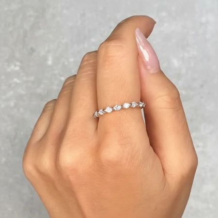 Anillo apilable geométrico pavé de plata esterlina ajustable