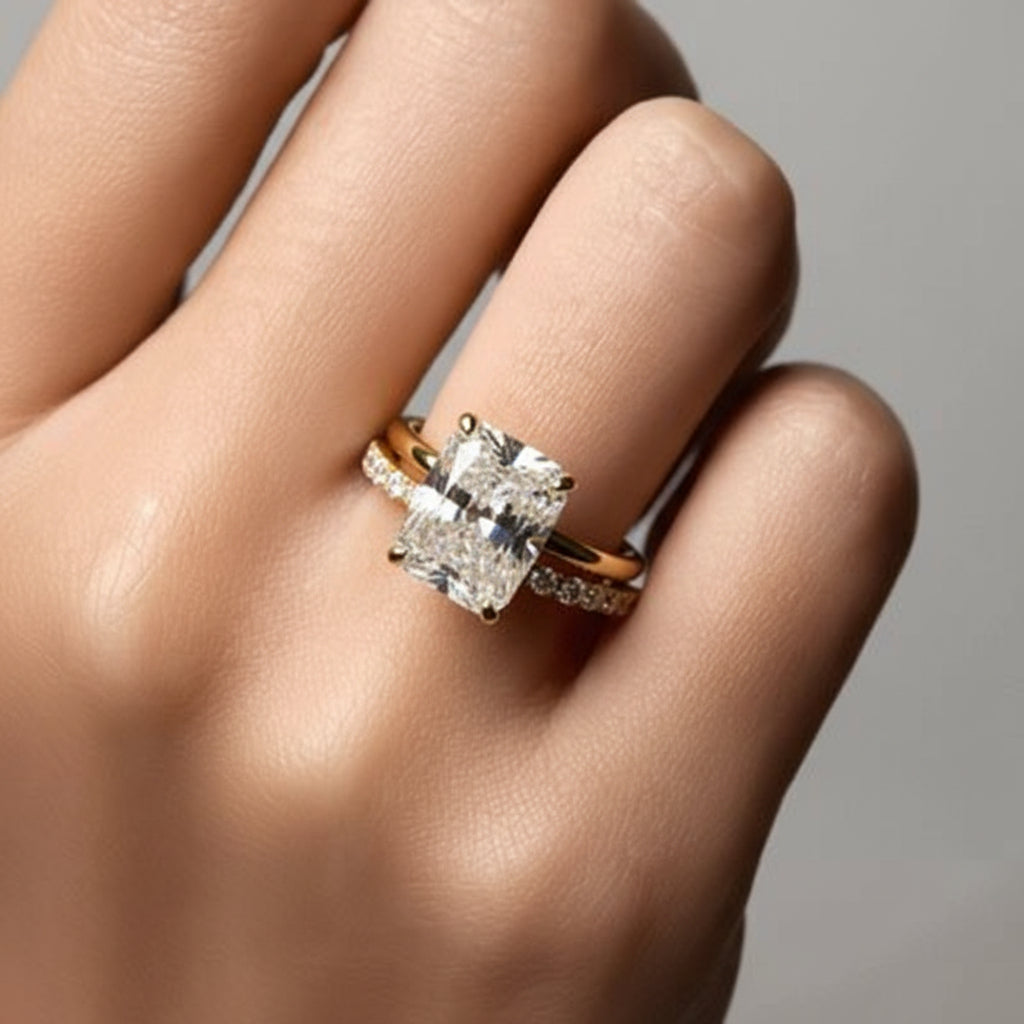 Anillo apilable geométrico pavé de plata esterlina ajustable