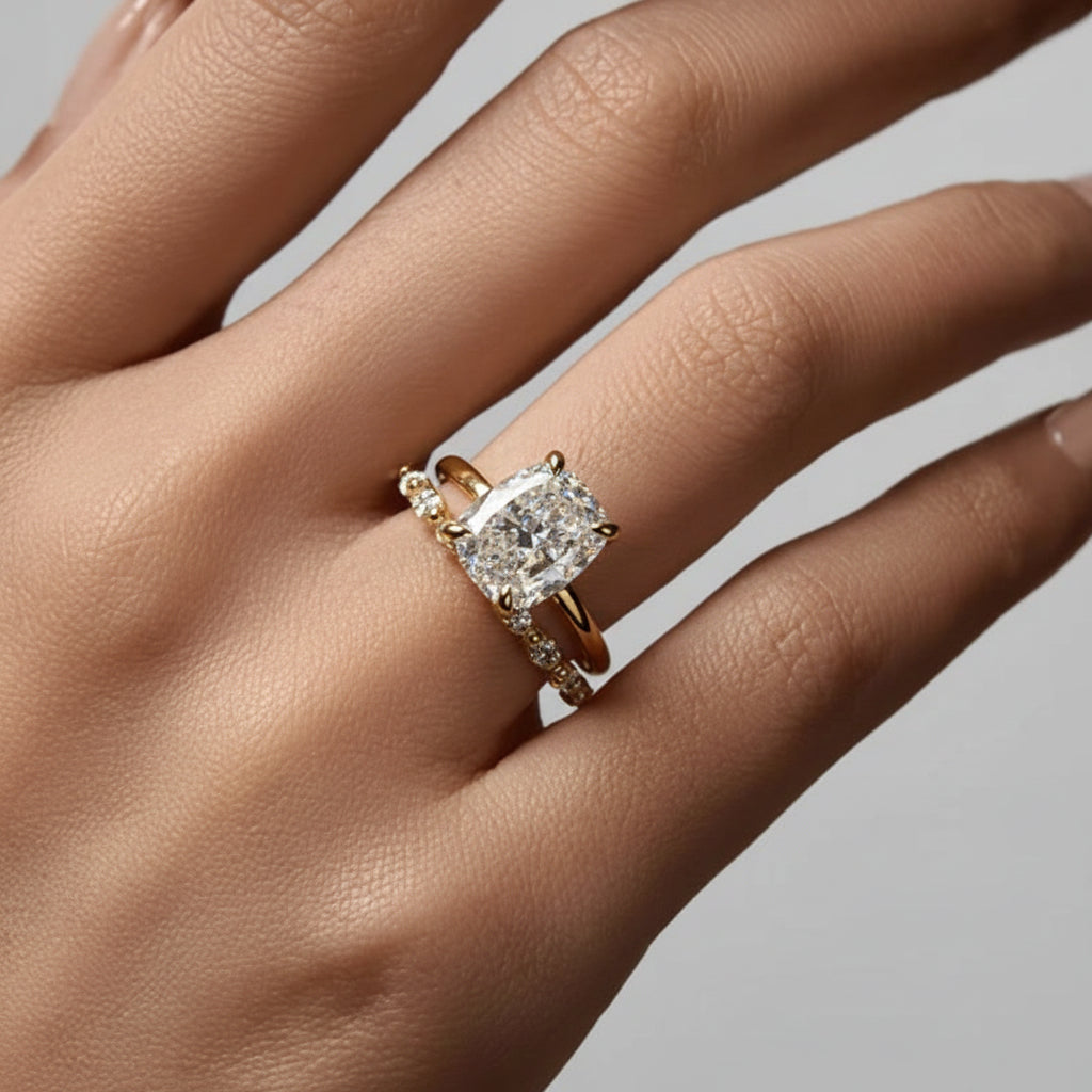 Anillo apilable geométrico pavé de plata esterlina ajustable