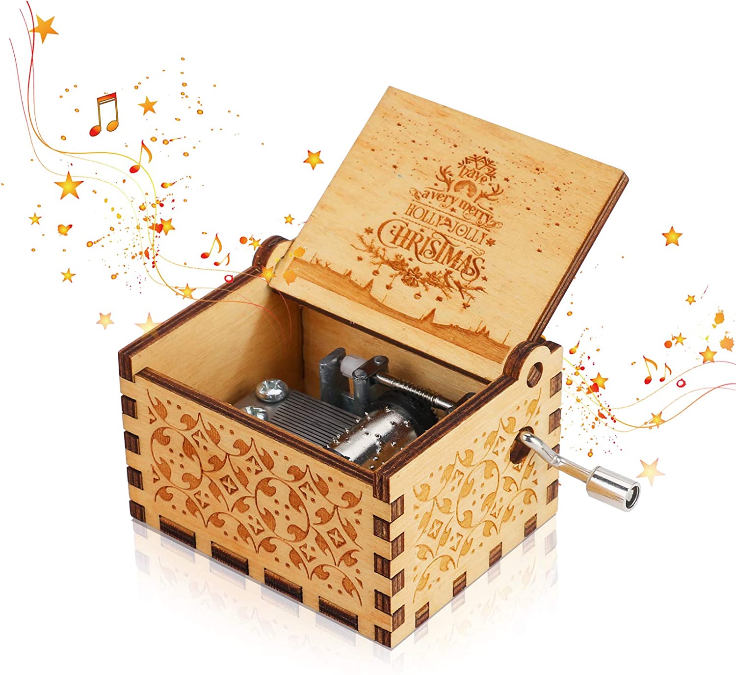 Caja de Música Navideña de Madera – Bailarina Hecha a Mano