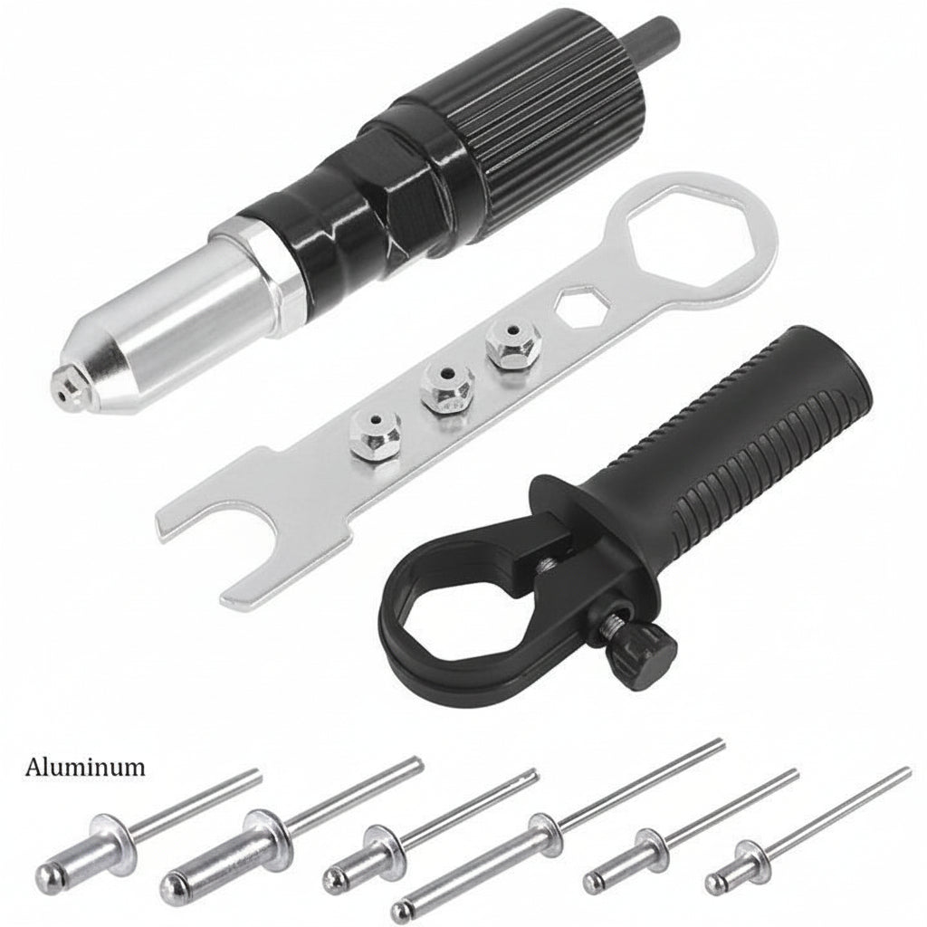 Kit de adaptadores de taladro para remachadora con boquillas intercambiables
