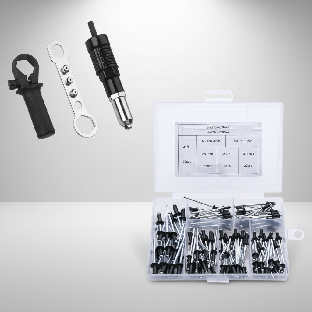 Kit de adaptadores de taladro para remachadora con boquillas intercambiables