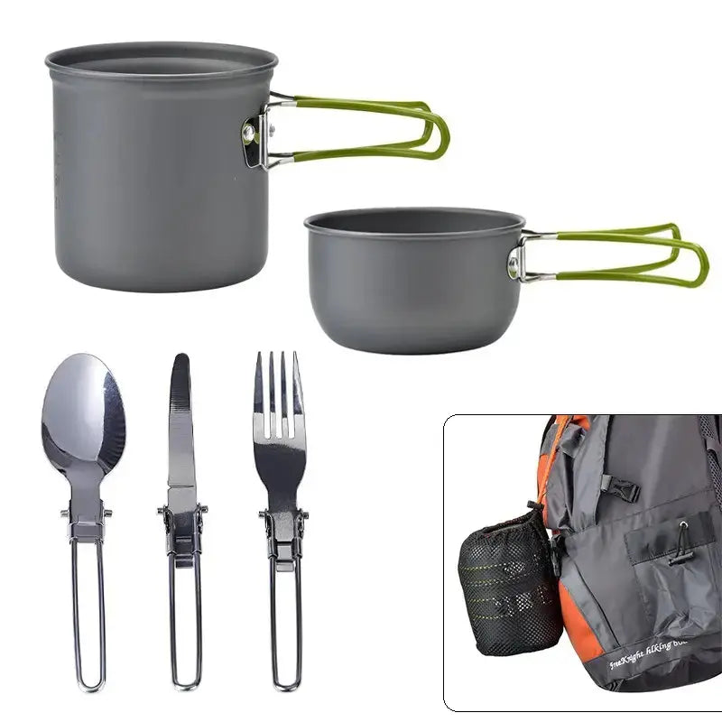 Utensilios de cocina para camping | Set de acero inoxidable con bolsa