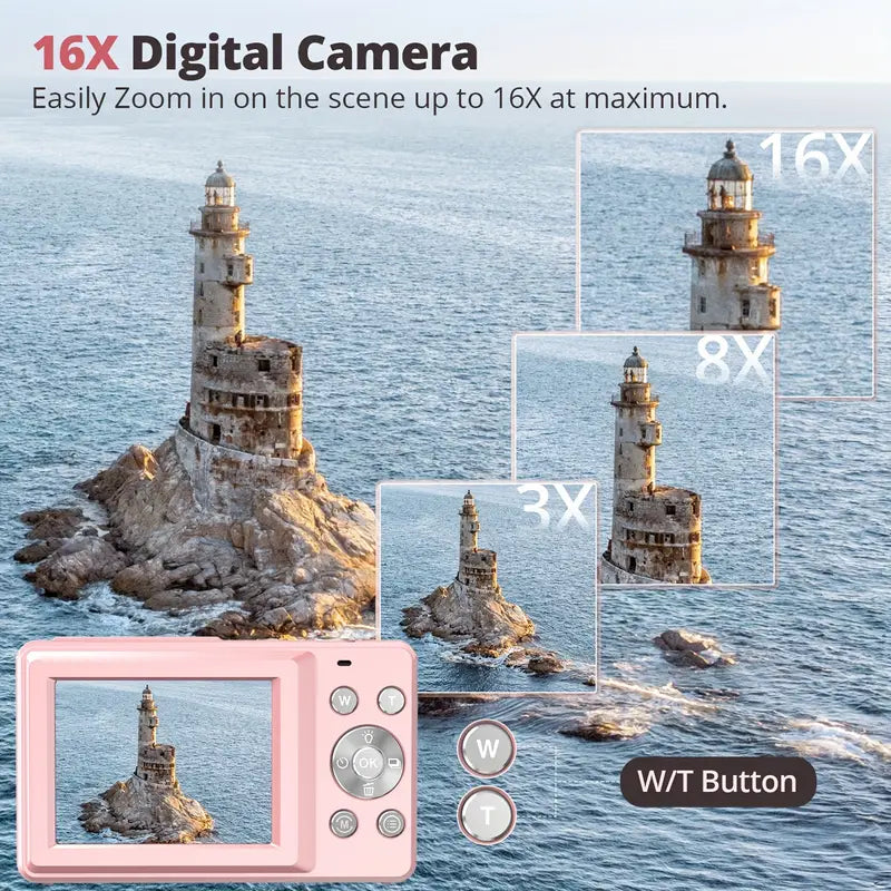 Cámara digital vintage con grabación de vídeo 1080p – Cámara retro ligera y portátil