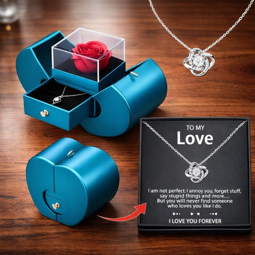 Joyero, estuche de regalo con forma de rosa y manzana, flor de jabón