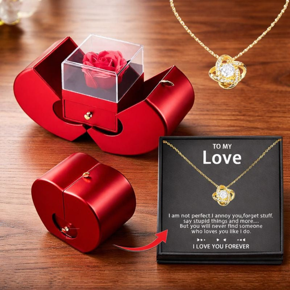 Joyero, estuche de regalo con forma de rosa y manzana, flor de jabón