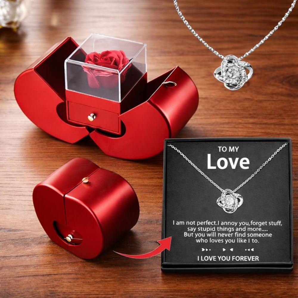 Joyero, estuche de regalo con forma de rosa y manzana, flor de jabón