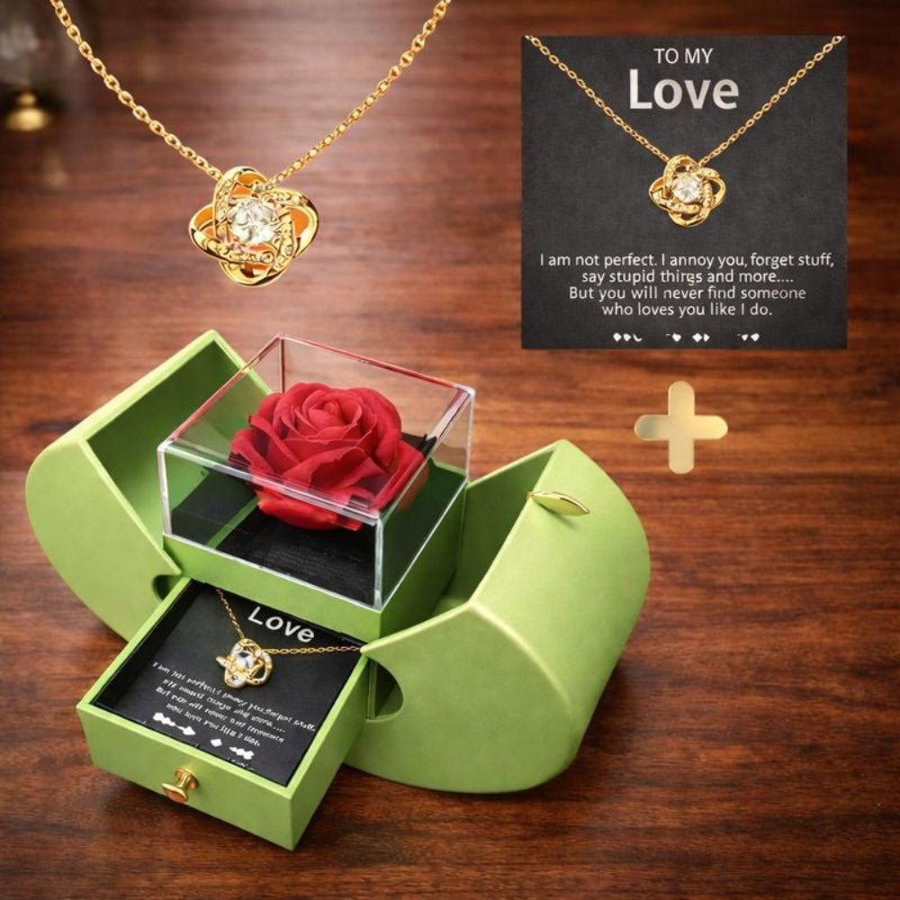 Joyero, estuche de regalo con forma de rosa y manzana, flor de jabón