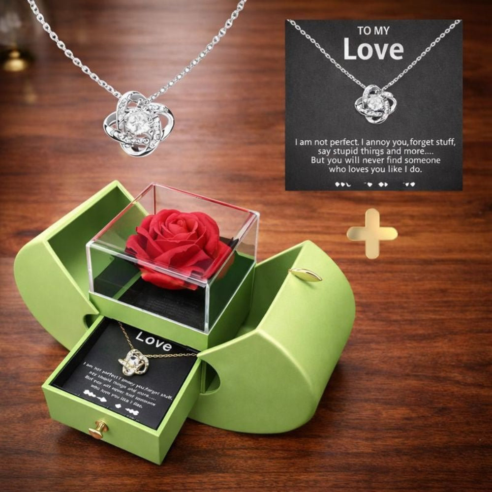 Joyero, estuche de regalo con forma de rosa y manzana, flor de jabón