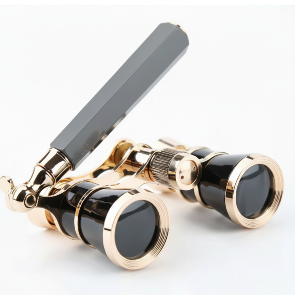 Gafas de ópera, binoculares de teatro, con mango plegable y óptica clara
