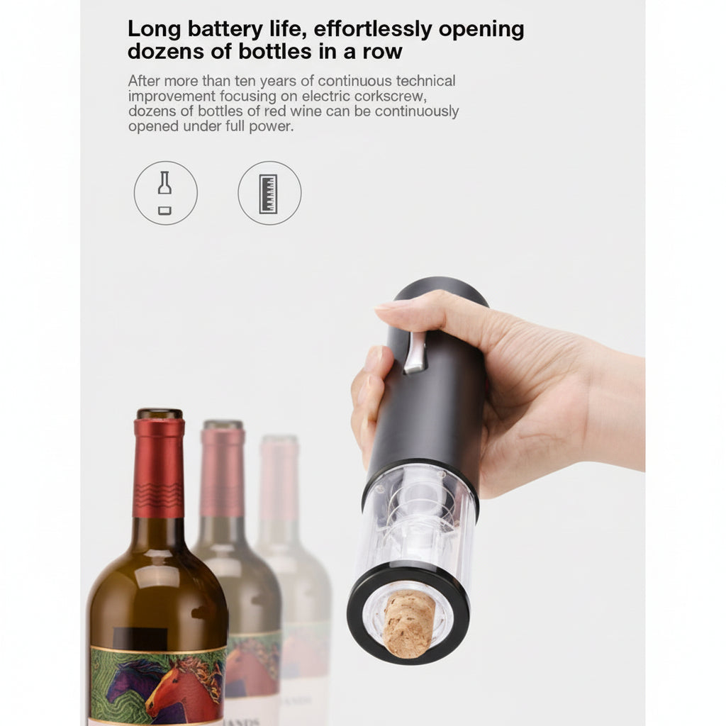 Sacacorchos eléctrico automático para vino - apertura fácil de botellas