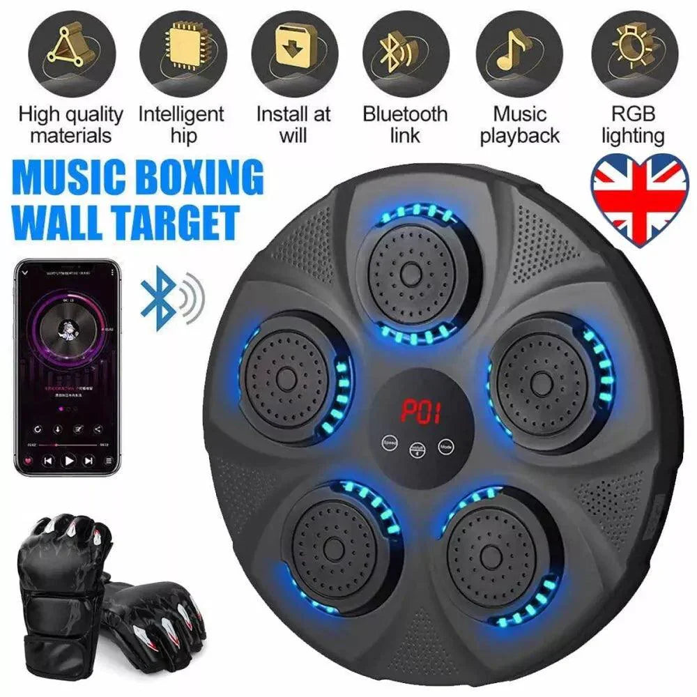 Máquina de Boxeo Musical – Dispositivo de Boxeo Mural con Bluetooth, LED y Entrenamiento Reactivo