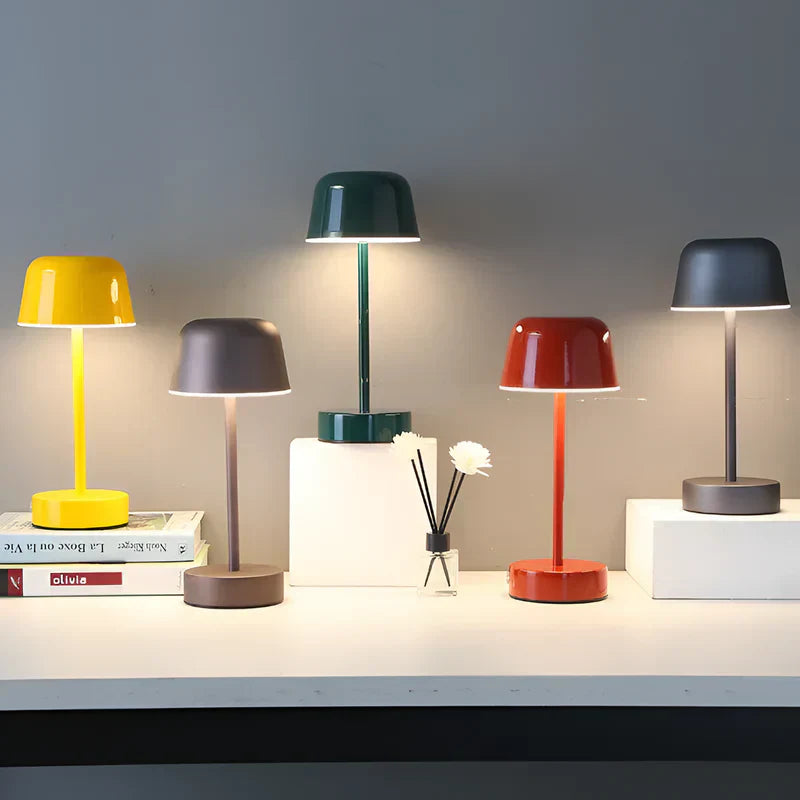 Colorida lámpara LED de sobremesa de diseño retro, sin cable, USB
