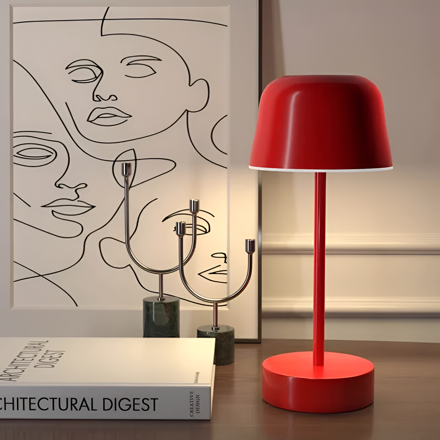 Colorida lámpara LED de sobremesa de diseño retro, sin cable, USB