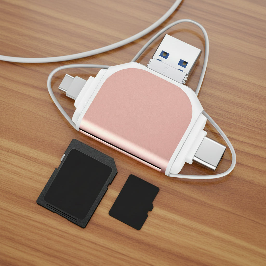 Lector de tarjetas 4 en 1 USB-C SD y microSD, adaptador de transferencia de datos