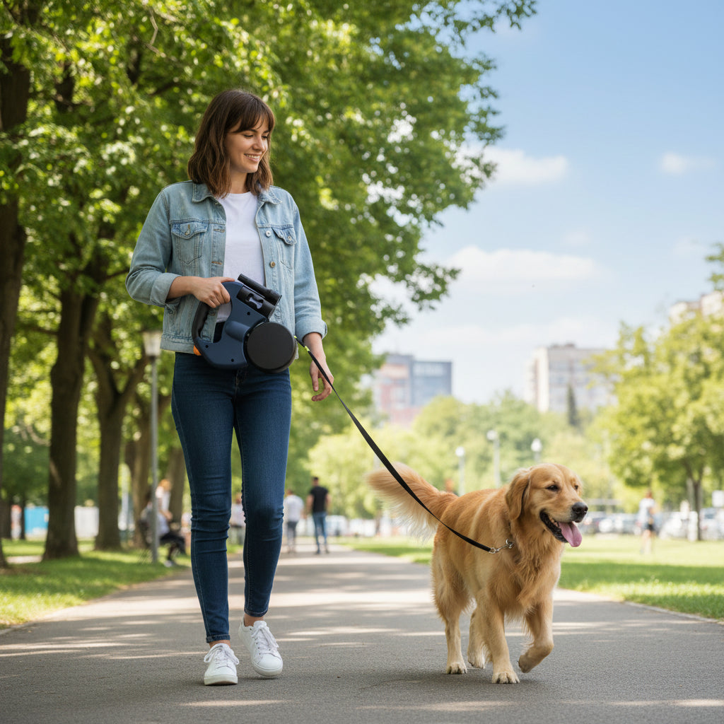 Correa para perros doble retráctil, sin enredos, para pasear a dos perros