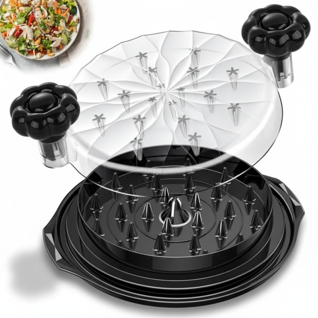Utensilio de cocina Desmechadora de carne manual Tazón de vidrio Base antideslizante
