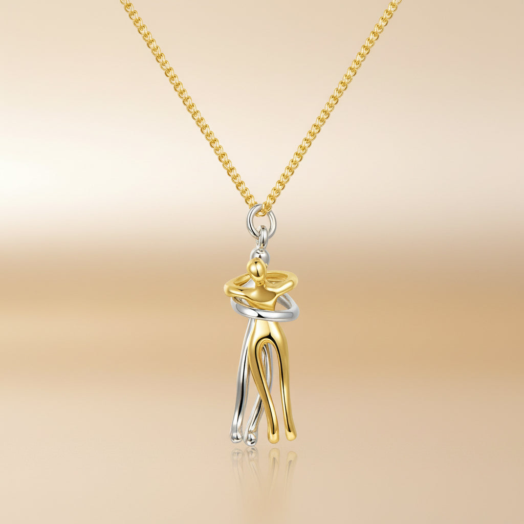 Collar con colgante para parejas – oro, plata y acero inoxidable – joyería de amor