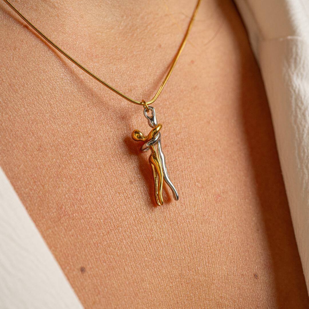Collar con colgante para parejas – oro, plata y acero inoxidable – joyería de amor