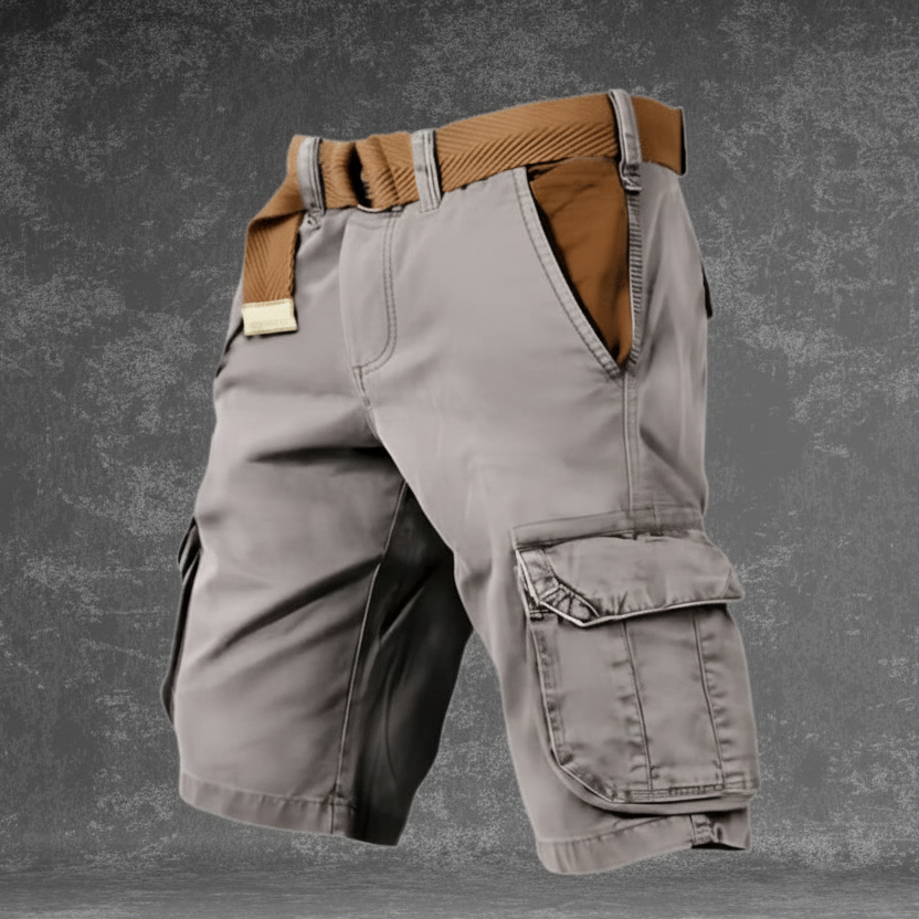 Pantalón corto cargo MAVERICK con múltiples bolsillos para hombre — Gris