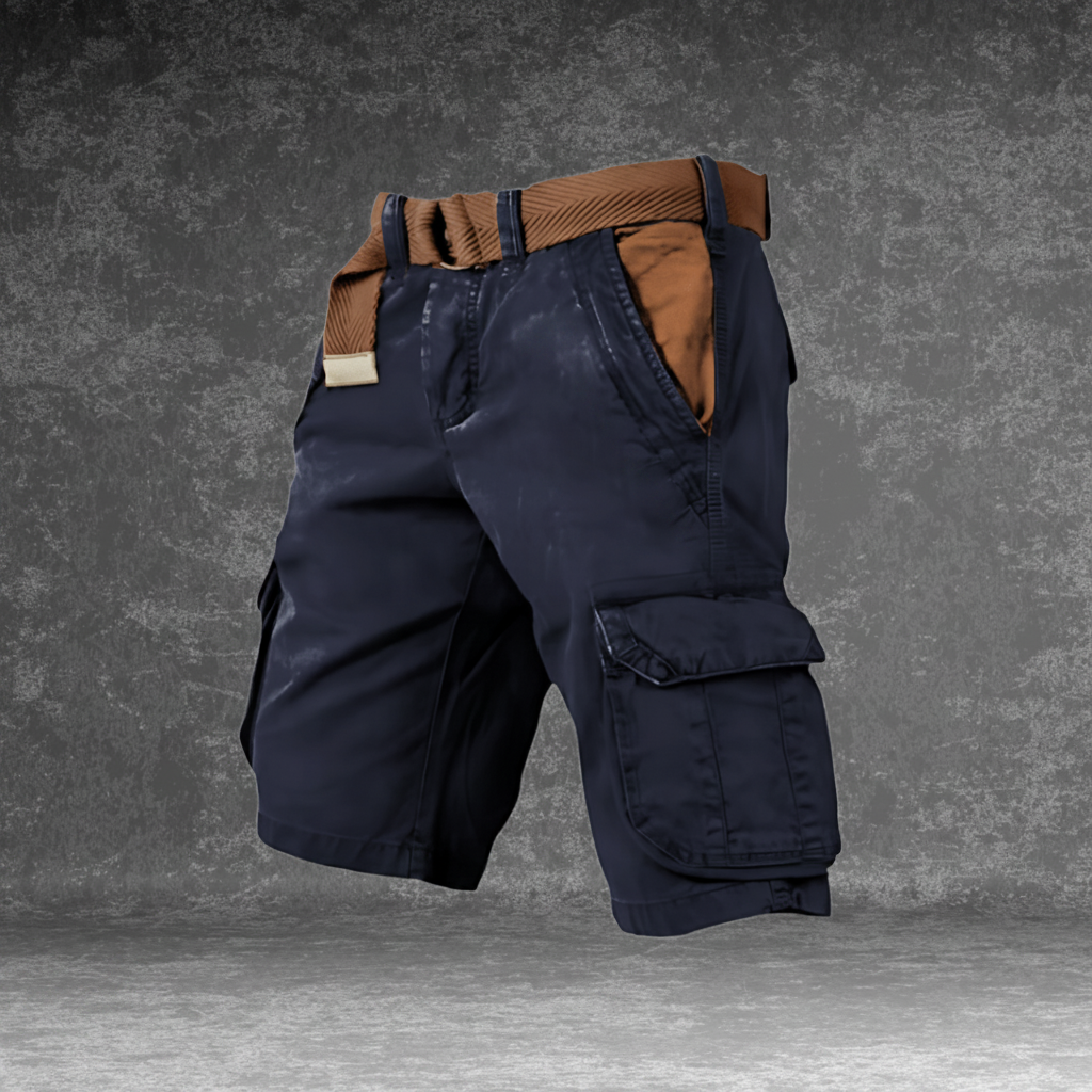 Pantalón corto cargo MAVERICK con múltiples bolsillos para hombre — Azul marino