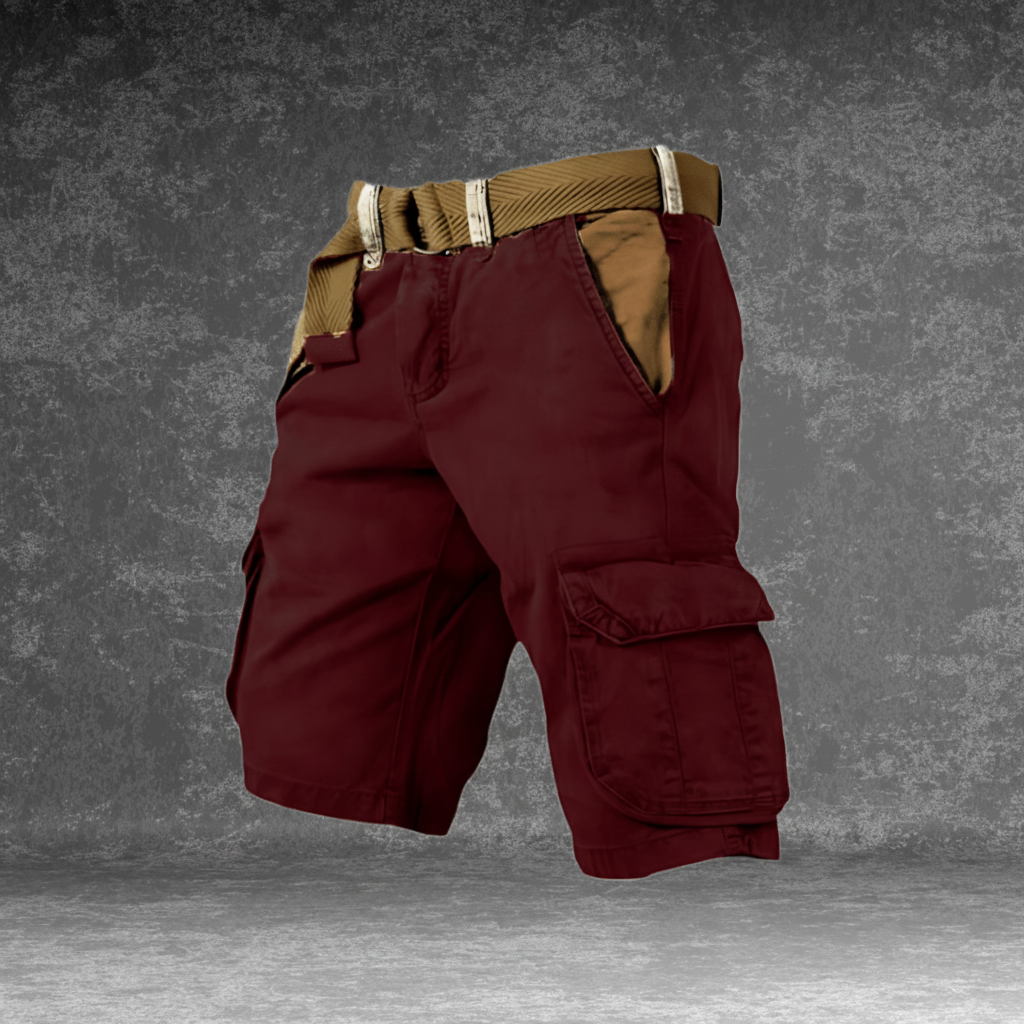 Pantalón corto cargo MAVERICK con múltiples bolsillos para hombre — Rojo